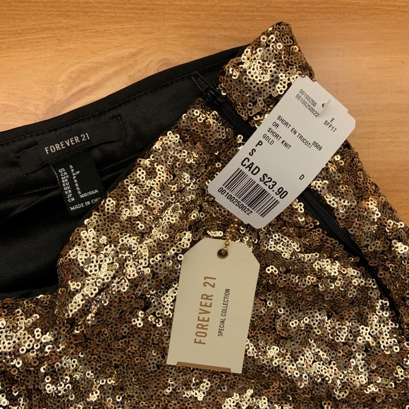 Gold Sequin Shorts (Never Worn, Small) - Picture 3 of 3